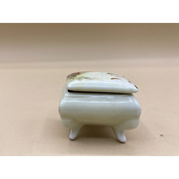 Vintage Skappers Miniature Porcelain Square Trinket Box Green Gold - Picture 7 of 10